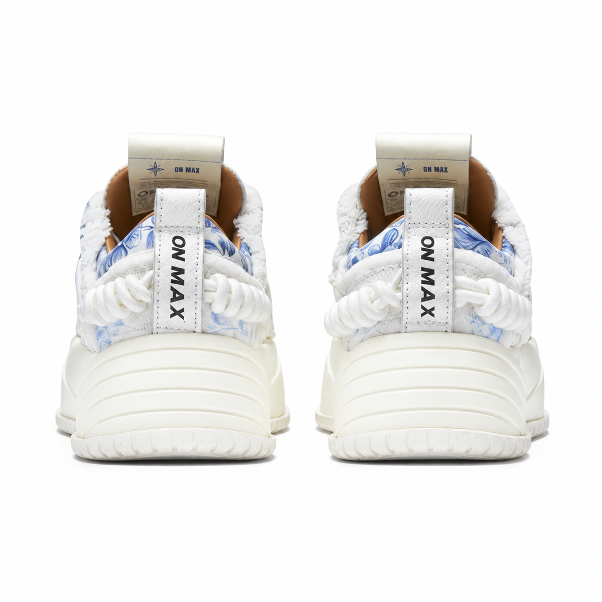 ONMAX Paper Plane Canvas Platform Sneakers - Blue and White Porcelain - View 3