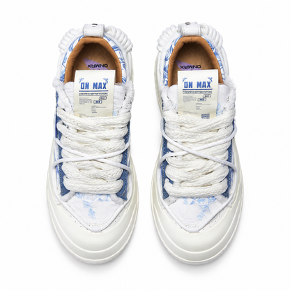 ONMAX Paper Plane Canvas Platform Sneakers - Blue and White Porcelain - View 2