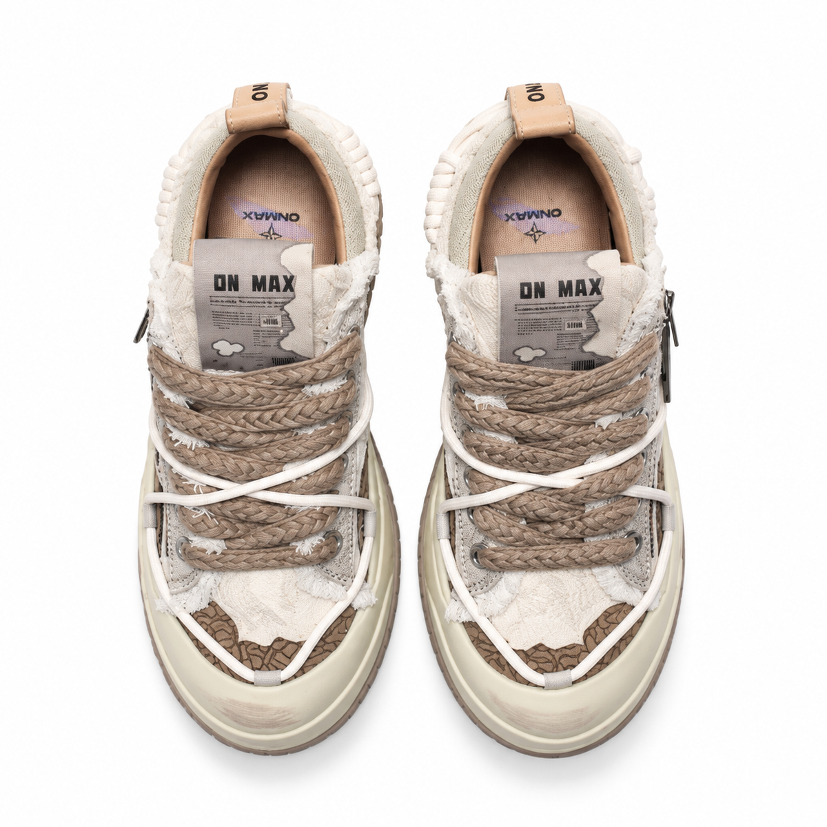 ONMAX Paper Plane Canvas Platform Sneakers - Dune - View 2