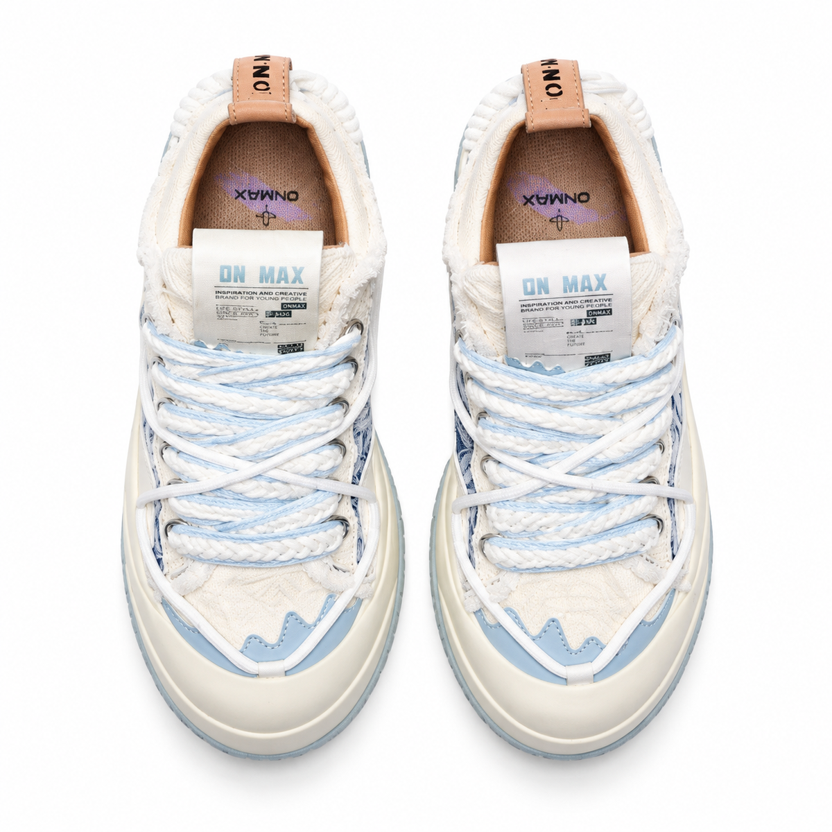 ONMAX Paper Plane Canvas Platform Sneakers - Ocean Blue - View 2