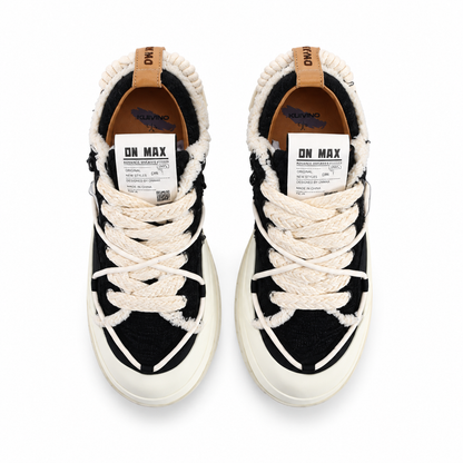 ONMAX Paper Plane Canvas Platform Sneakers - Retro Black - View 2
