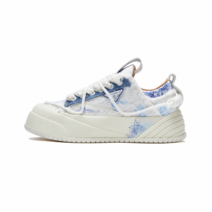 ONMAX Paper Plane Canvas Platform Sneakers - Blue and White Porcelain - View 1