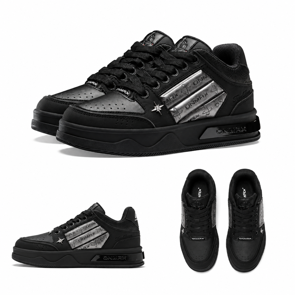 ONMAX Sailboat Platform Sneakers - Black Purple - View 3